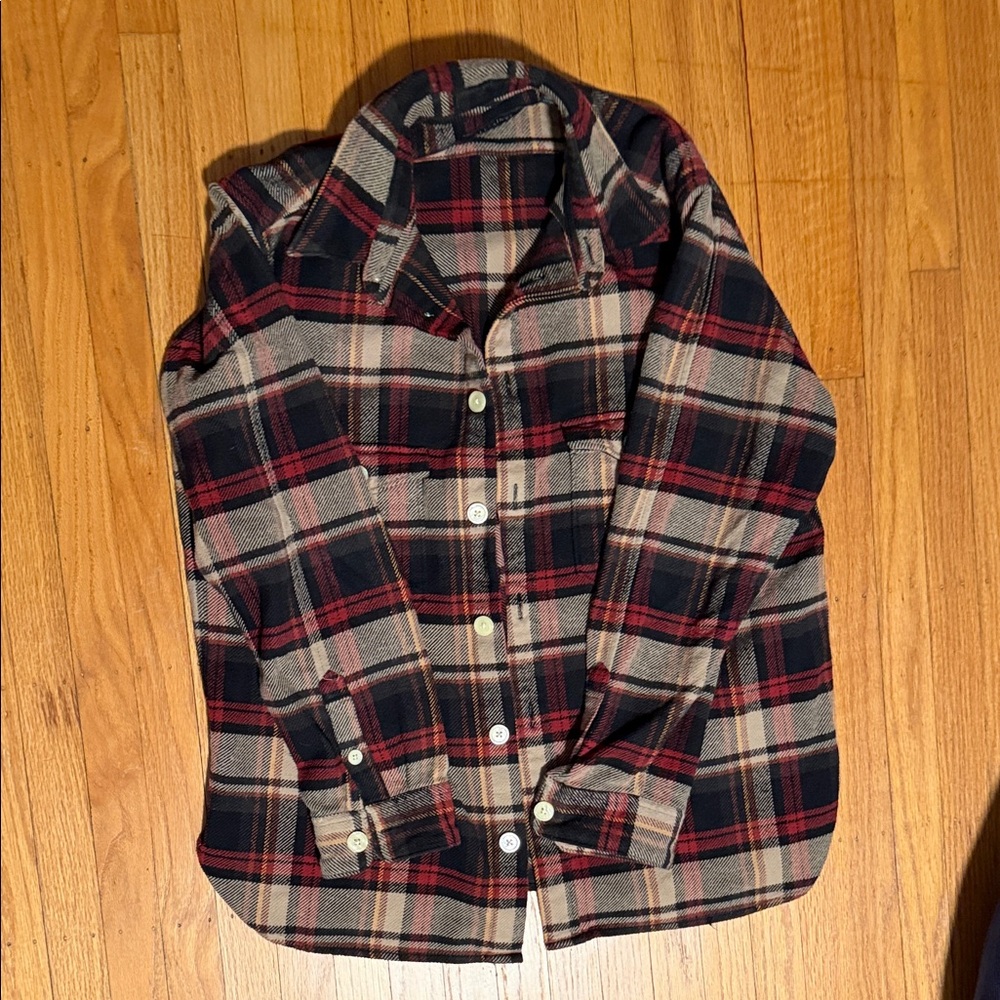 All Saints Red and Black Checkered Shirt